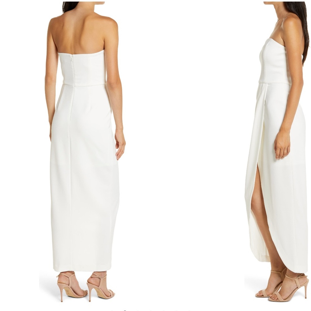 WAYF Dress Maxi Midi Ivory White Strapless Ruffle Tulip Cocktail Formal Medium M